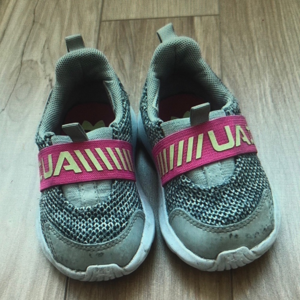Under Armour Gray and Pink Mesh Sneakers with Easy Slip-On Design
